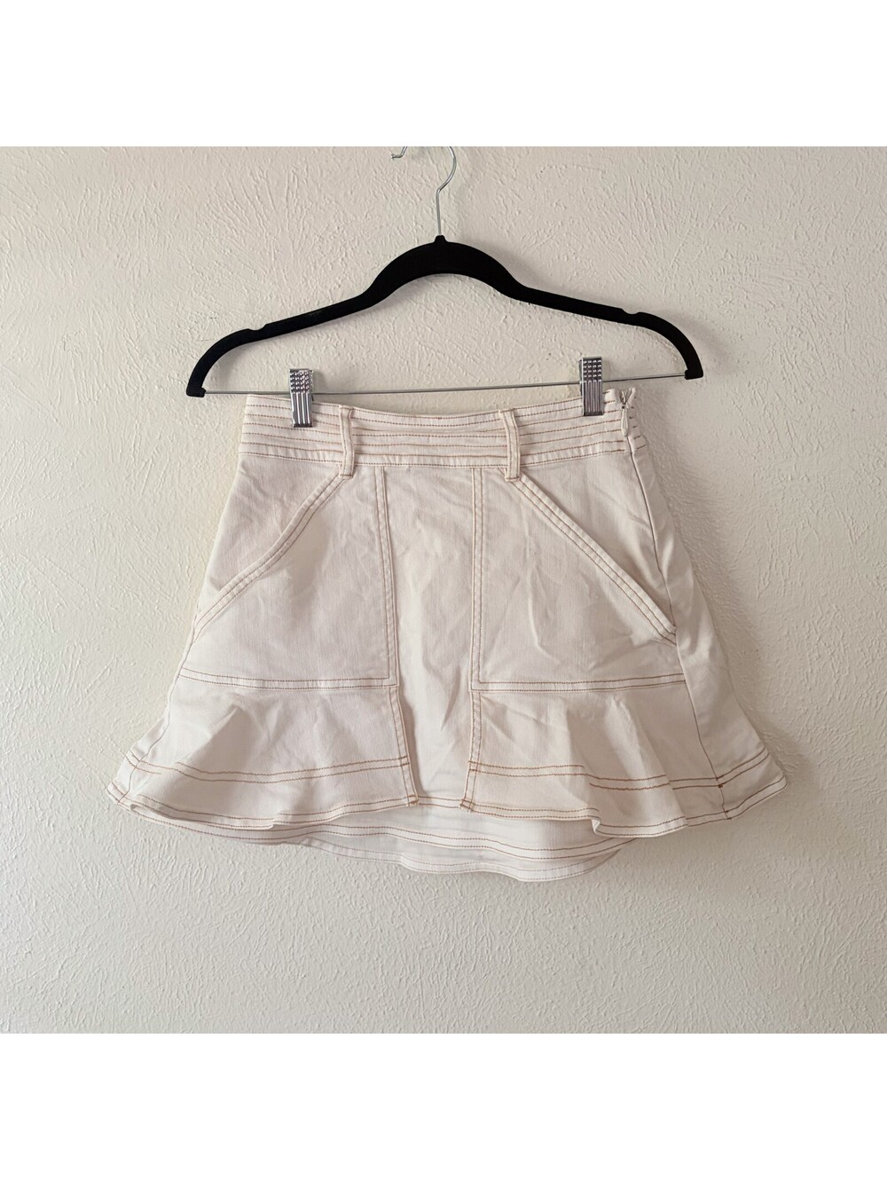 Anthropologie Pilcro Cream Panel Skater Mini Skirt 00